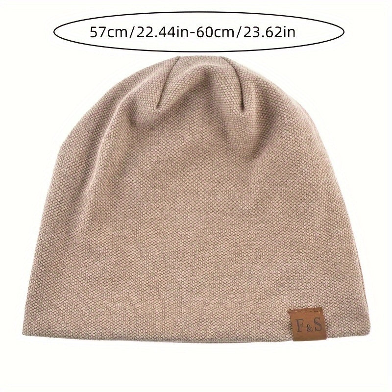 1pc Hat Letter Casual Warm Knitted Winter Hat Fashionable, Solid Hip-hop Hat For Men and Women