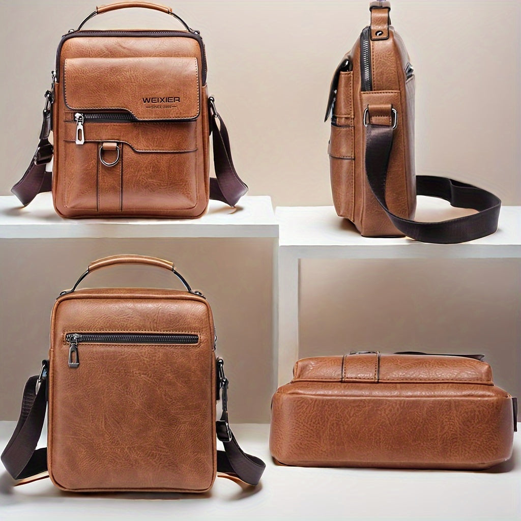 WEIXIER Crossbody Bag, Men's Shoulder Bag Vintage Hand Business Men's Casual Bag Satchel Bag For Men Gift For Father/Anniversary