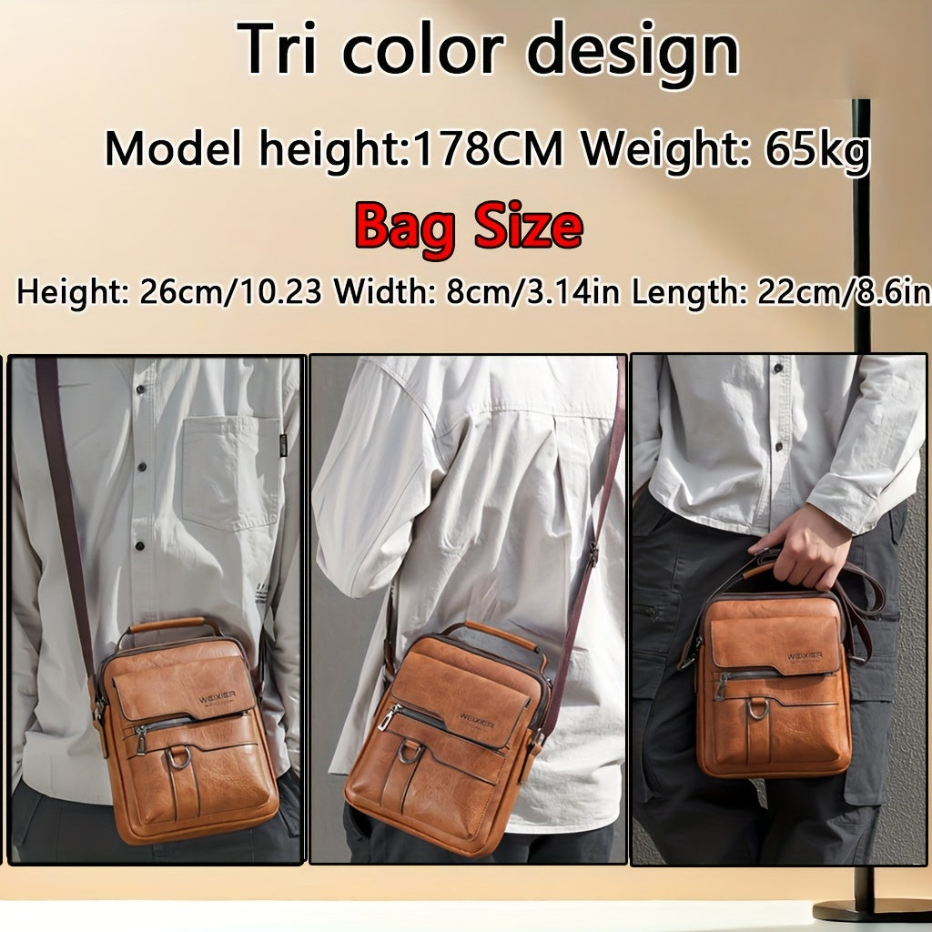 WEIXIER Crossbody Bag, Men's Shoulder Bag Vintage Hand Business Men's Casual Bag Satchel Bag For Men Gift For Father/Anniversary