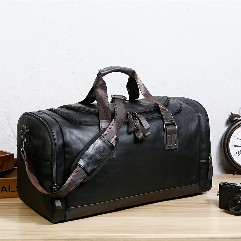 Large Weekend Bag Men Quality PU Leather Travel Carry On Luggage Bag Duffel Handbag Casual Traveling Tote