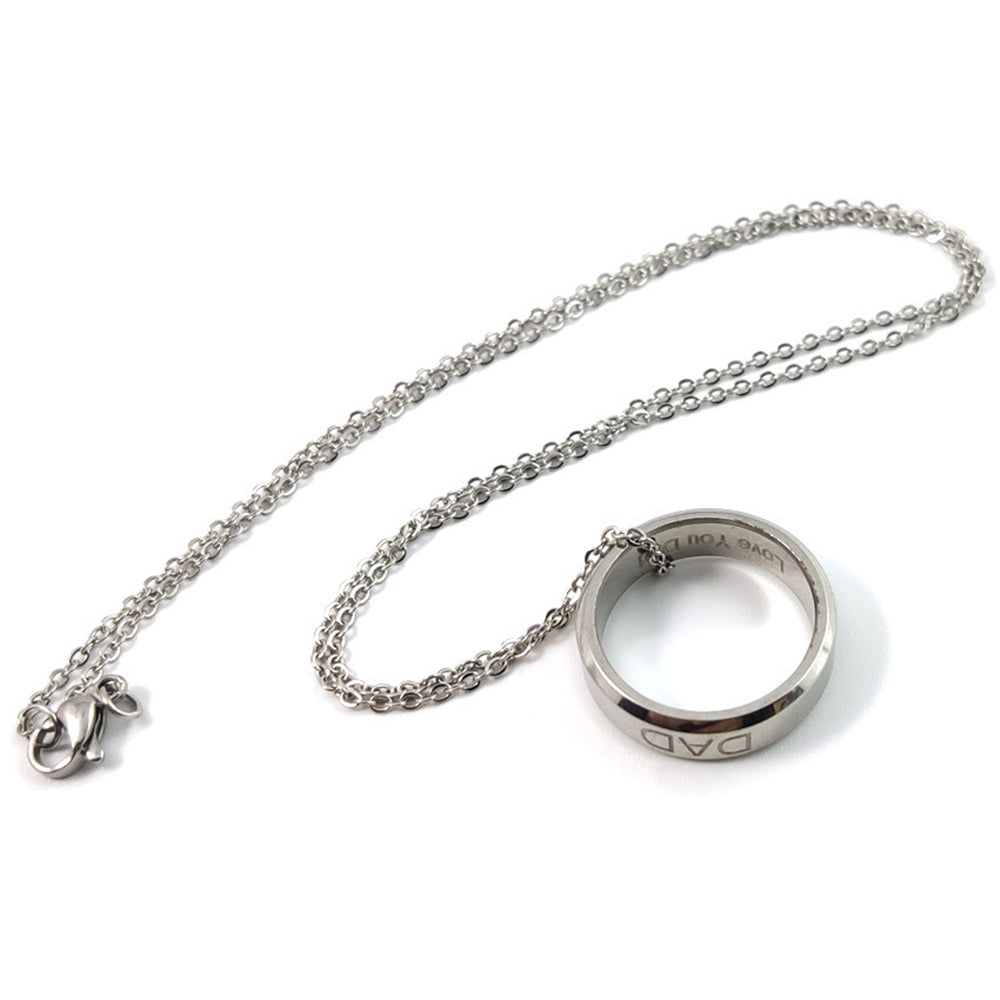 1pc Love You Dad Mom Stainless Steel Necklace For Men Women Dad Birthday Gifts Jewelry Father's Day Gift (Dad Necklace)
