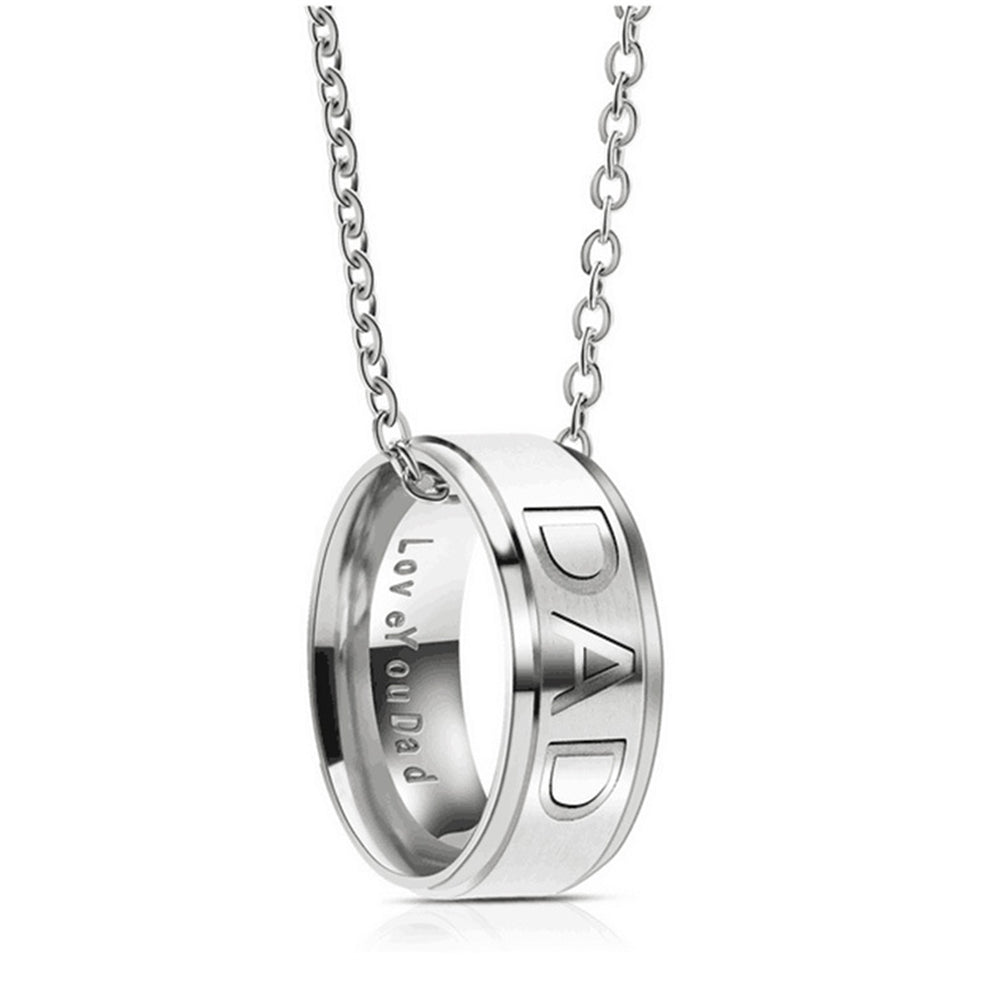 1pc Love You Dad Mom Stainless Steel Necklace For Men Women Dad Birthday Gifts Jewelry Father's Day Gift (Dad Necklace)