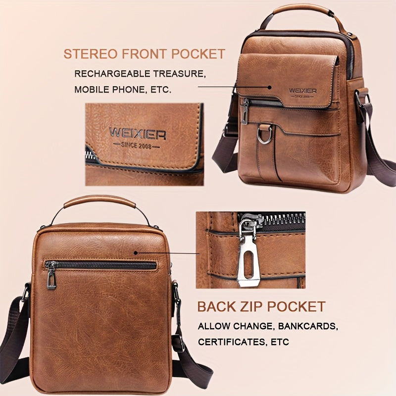 WEIXIER Crossbody Bag, Men's Shoulder Bag Vintage Hand Business Men's Casual Bag Satchel Bag For Men Gift For Father/Anniversary