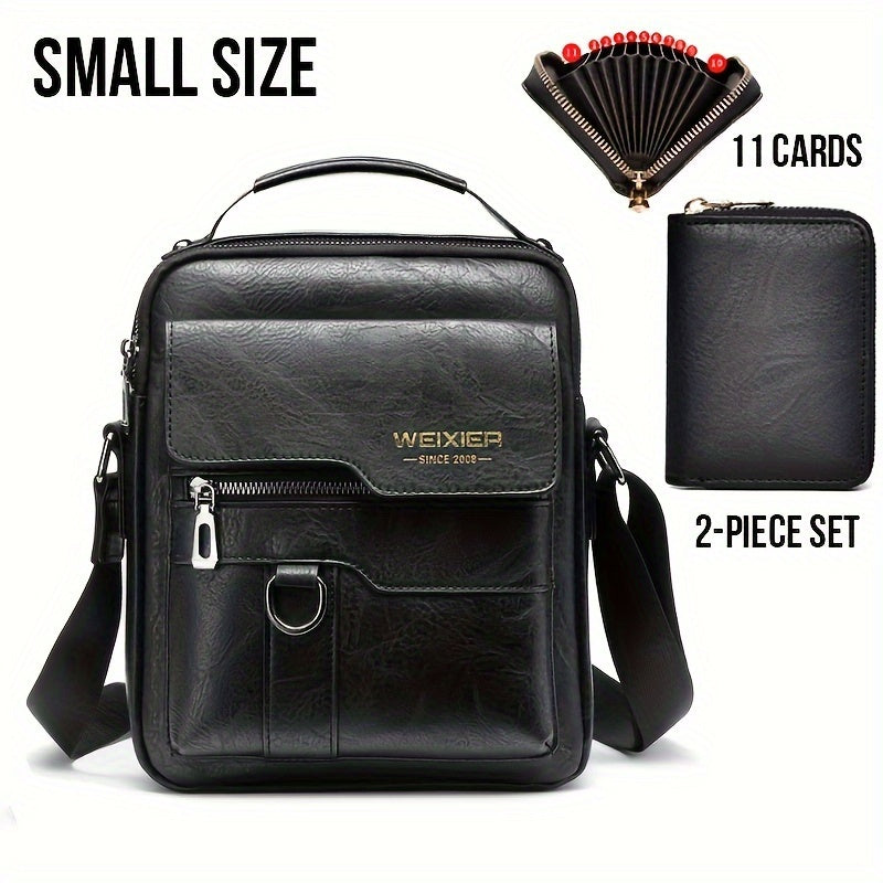 WEIXIER Crossbody Bag, Men's Shoulder Bag Vintage Hand Business Men's Casual Bag Satchel Bag For Men Gift For Father/Anniversary