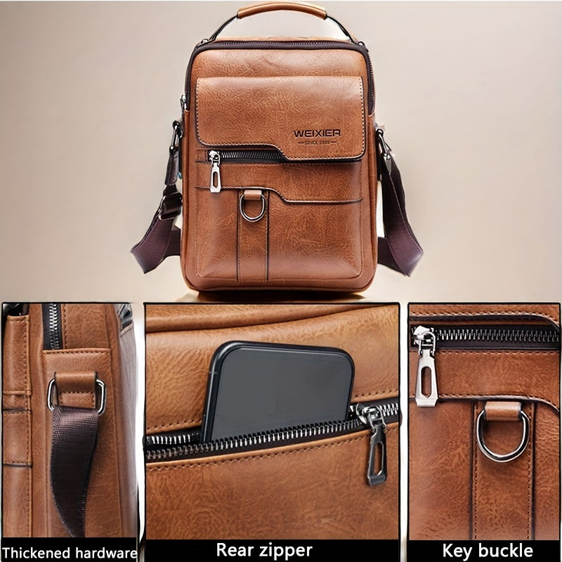 WEIXIER Crossbody Bag, Men's Shoulder Bag Vintage Hand Business Men's Casual Bag Satchel Bag For Men Gift For Father/Anniversary