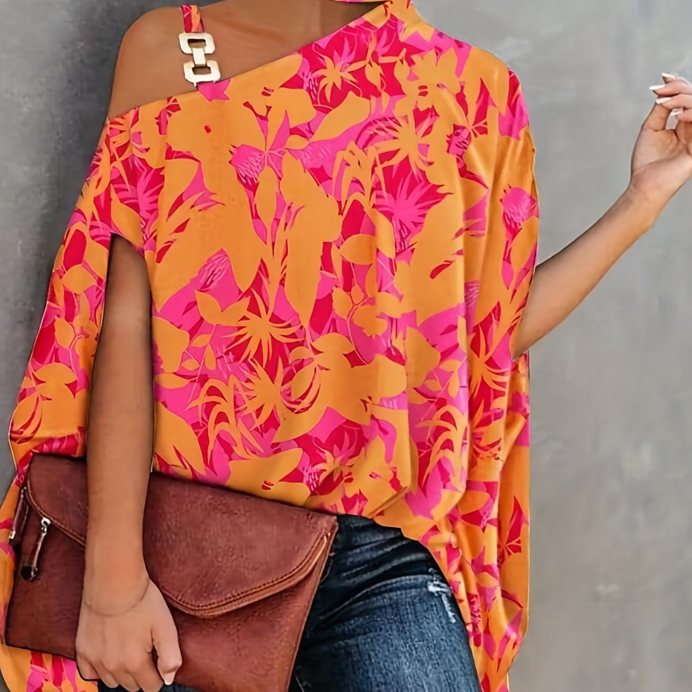 Women's Blouse Summer Halter Batwing Sleeve Floral Print Blouse