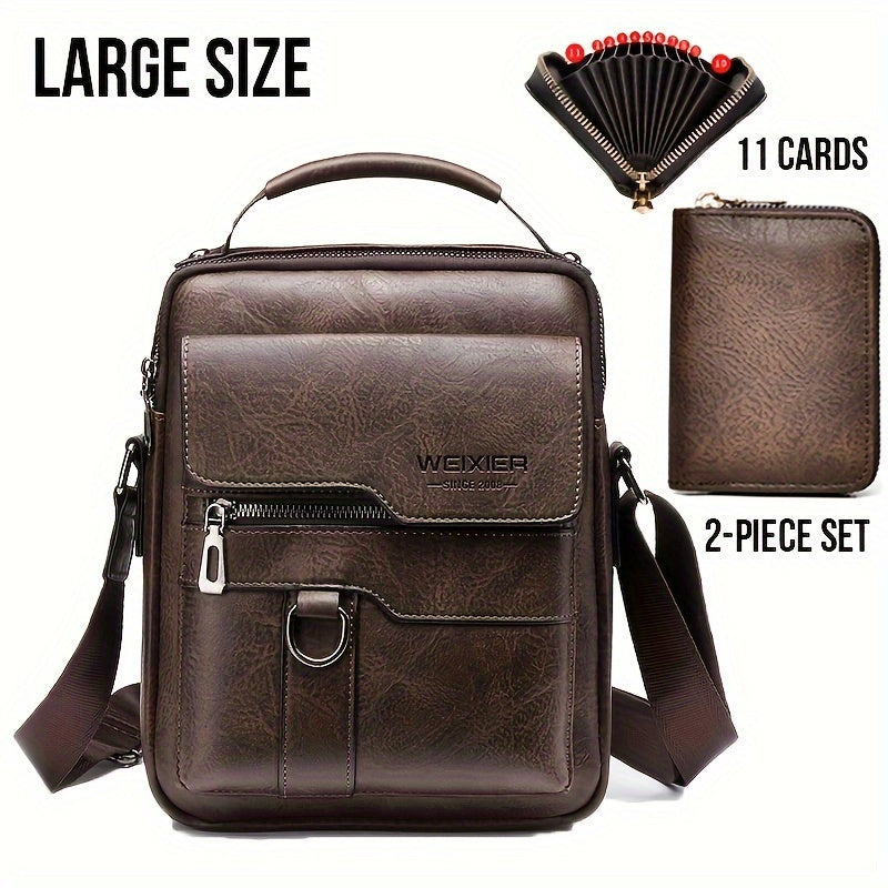 WEIXIER Crossbody Bag, Men's Shoulder Bag Vintage Hand Business Men's Casual Bag Satchel Bag For Men Gift For Father/Anniversary