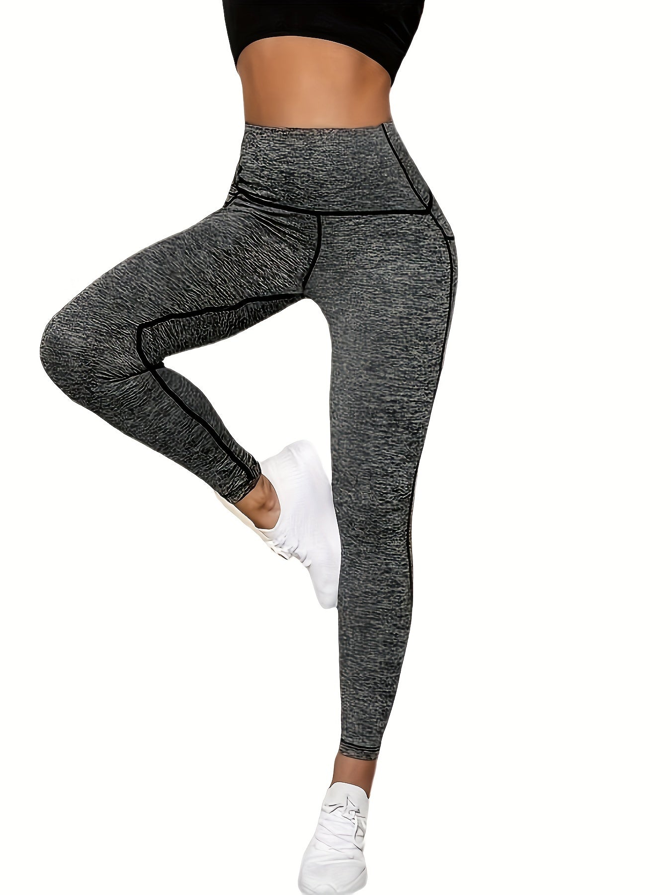 Women's Wide Waistband Sports Leggings, Comfortable Fitness Workout Running Yoga Pants, Women's Activewear