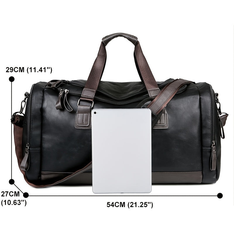 Large Weekend Bag Men Quality PU Leather Travel Carry On Luggage Bag Duffel Handbag Casual Traveling Tote