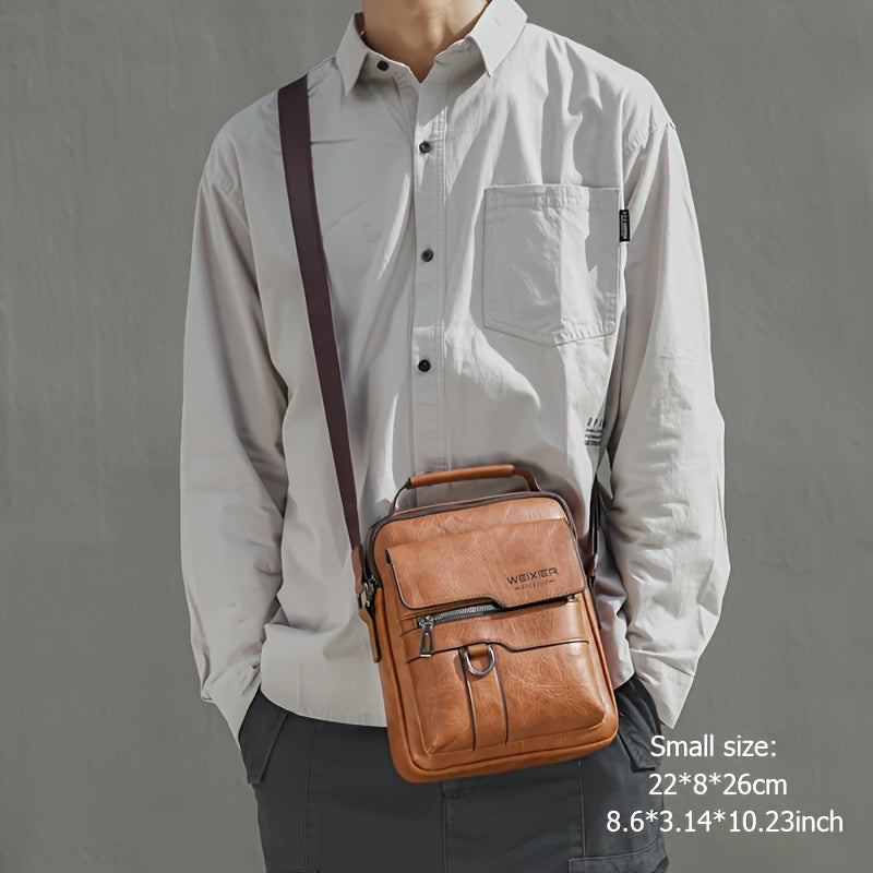 WEIXIER Crossbody Bag, Men's Shoulder Bag Vintage Hand Business Men's Casual Bag Satchel Bag For Men Gift For Father/Anniversary