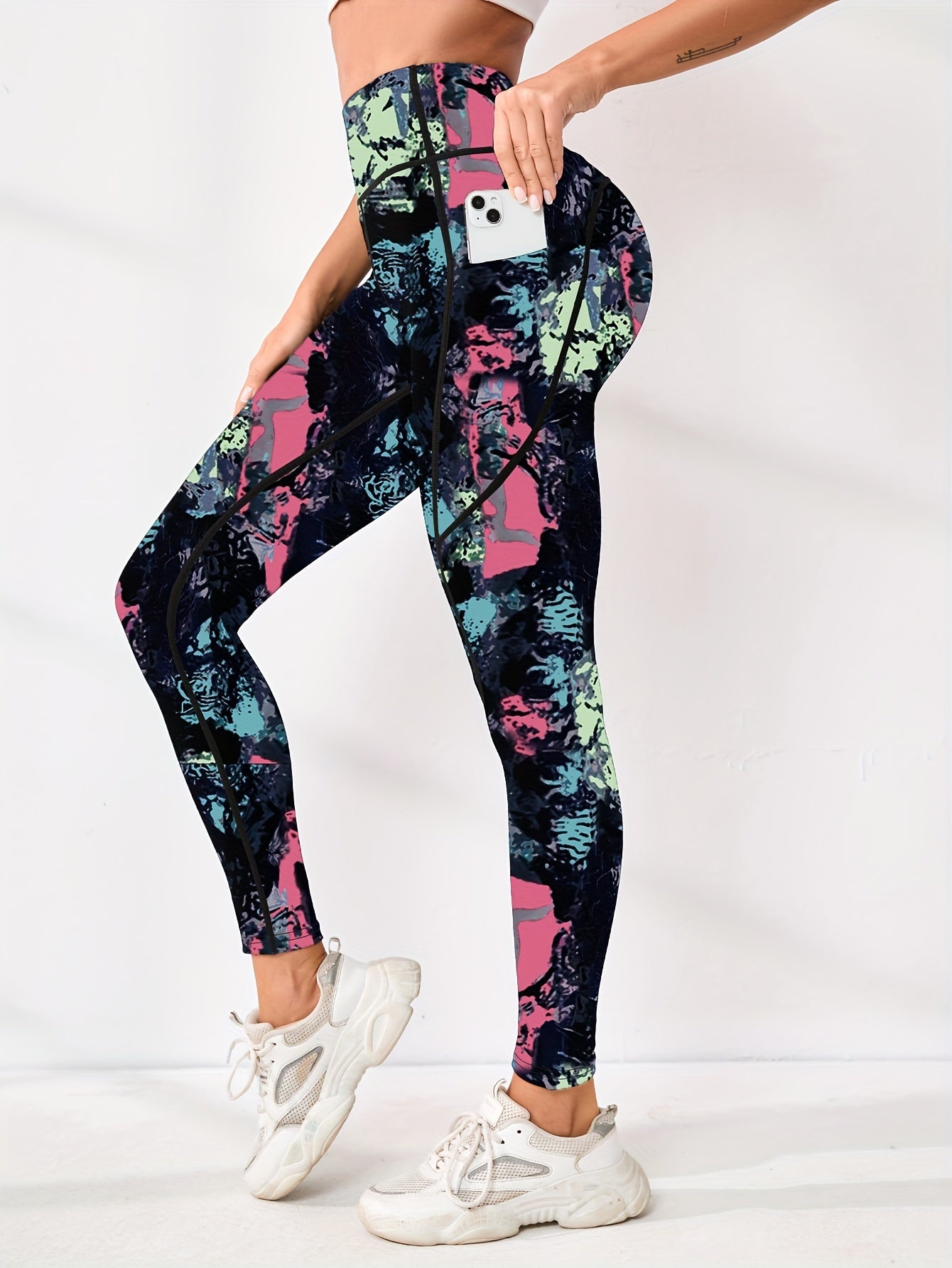Women's Wide Waistband Sports Leggings, Comfortable Fitness Workout Running Yoga Pants, Women's Activewear