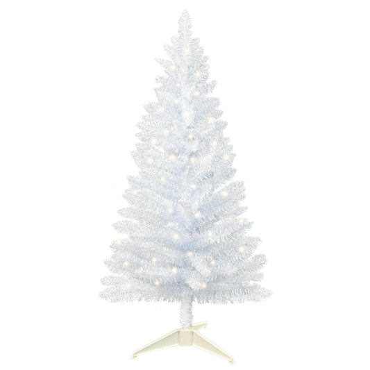 4ft Lighted Artificial White Christmas Tree | Leeheeyee Small Christmas Tree, Not Pre-lit White Tinsel Pine Trees with Lights, Ideal for Home, Office, and Xmas Tree Party Décor