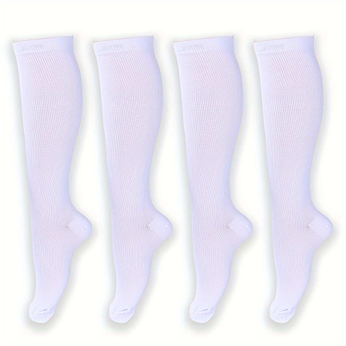 4 Pairs of Ultra-Comfortable Compression Socks - Compression for Women and Men - 15-20mmHg Graduated Support, Over the Calf Design for Maximum Comfort, Ideal for Runners, Nurses, Travelers, and Post-Workout Recovery