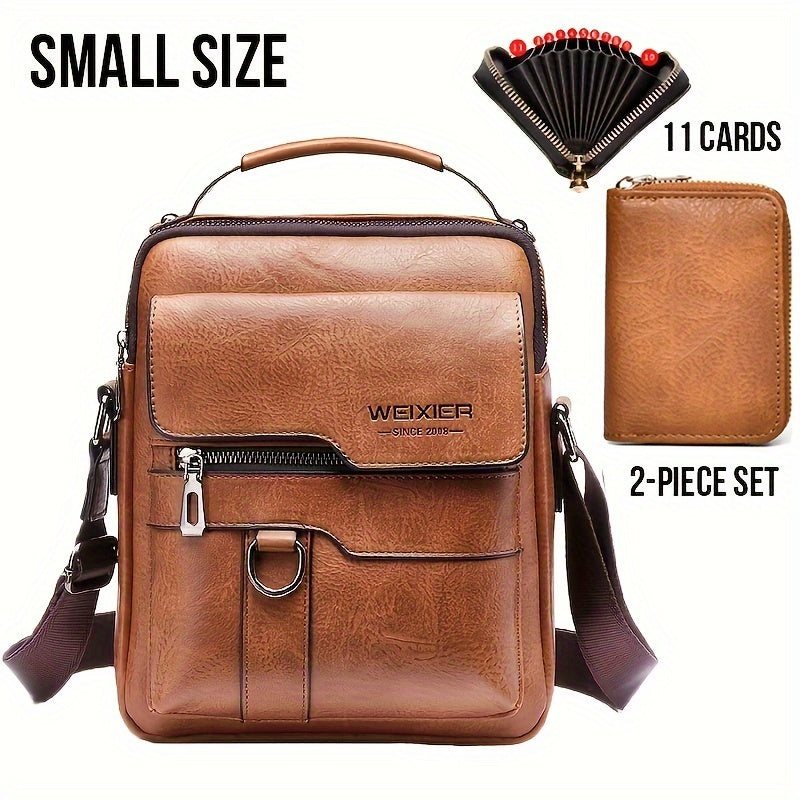 WEIXIER Crossbody Bag, Men's Shoulder Bag Vintage Hand Business Men's Casual Bag Satchel Bag For Men Gift For Father/Anniversary