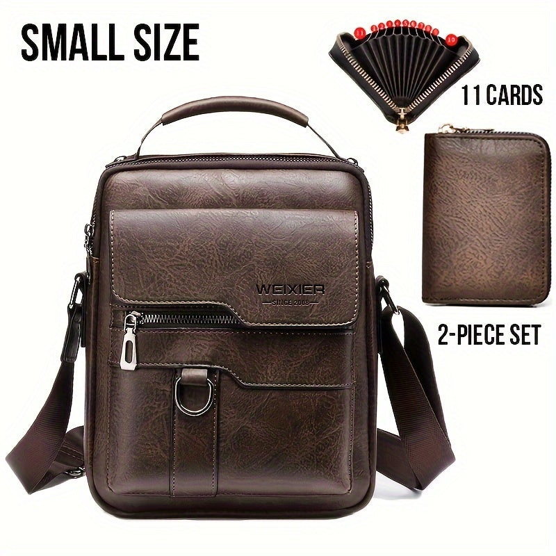 WEIXIER Crossbody Bag, Men's Shoulder Bag Vintage Hand Business Men's Casual Bag Satchel Bag For Men Gift For Father/Anniversary