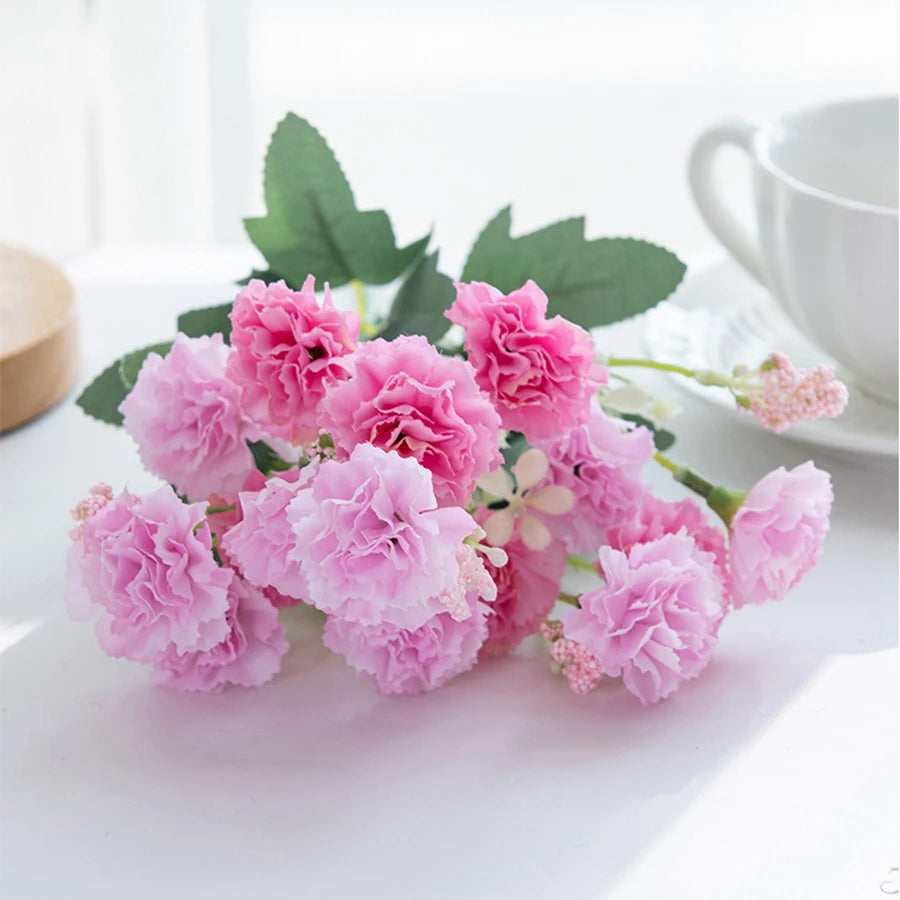 5 forks 15 heads small carnation for wedding arch decor christmas Garland accessories home Floral Arrangement artificial flowers