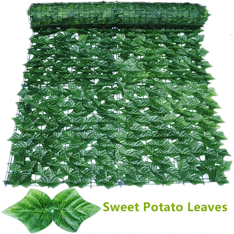 Privacy Fence Screen Faux Ivy Leaf Hedges 200/100cm Long Leaf Fence Panels Indoor Outdoor Garden Deck Balcony Screen