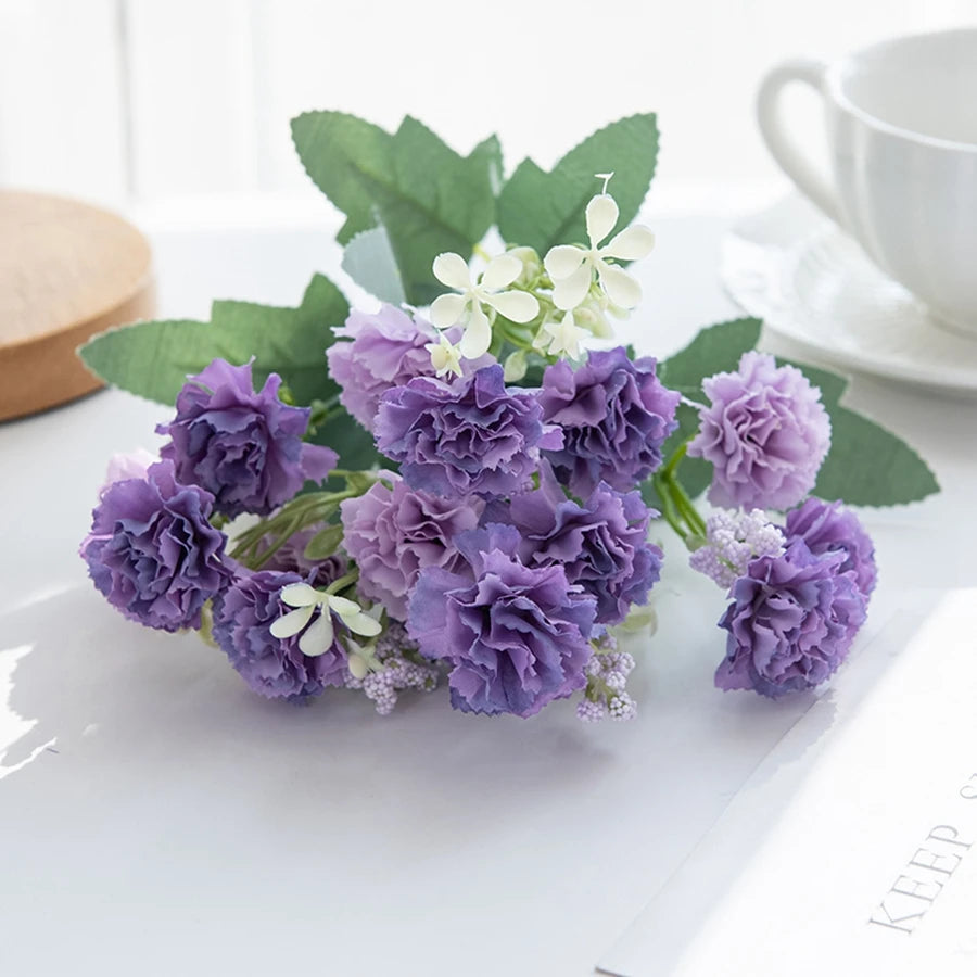 5 forks 15 heads small carnation for wedding arch decor christmas Garland accessories home Floral Arrangement artificial flowers