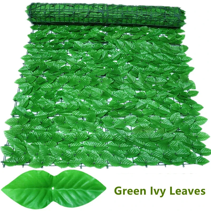 Privacy Fence Screen Faux Ivy Leaf Hedges 200/100cm Long Leaf Fence Panels Indoor Outdoor Garden Deck Balcony Screen