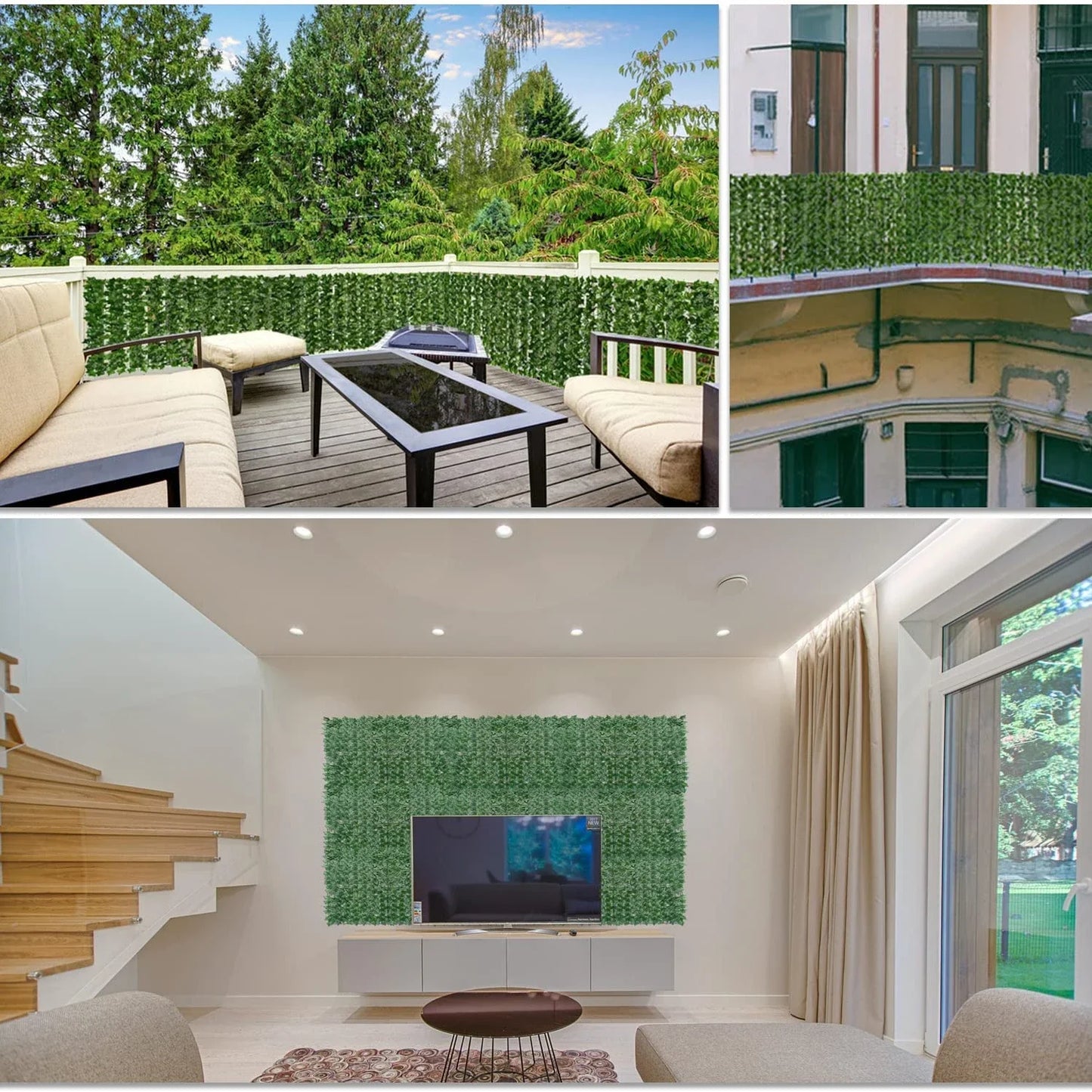 Privacy Fence Screen Faux Ivy Leaf Hedges 200/100cm Long Leaf Fence Panels Indoor Outdoor Garden Deck Balcony Screen