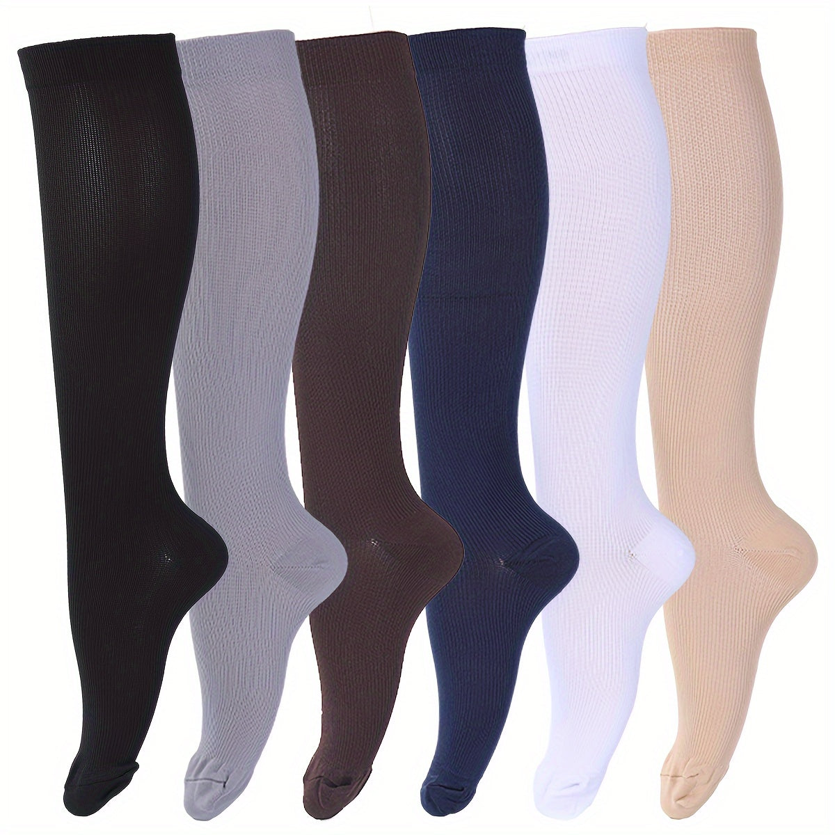 15-20mmHg Graduated Compression Copper Compression Socks - 6 Pairs For Women And Men - Improved Circulation And Reduced Swelling