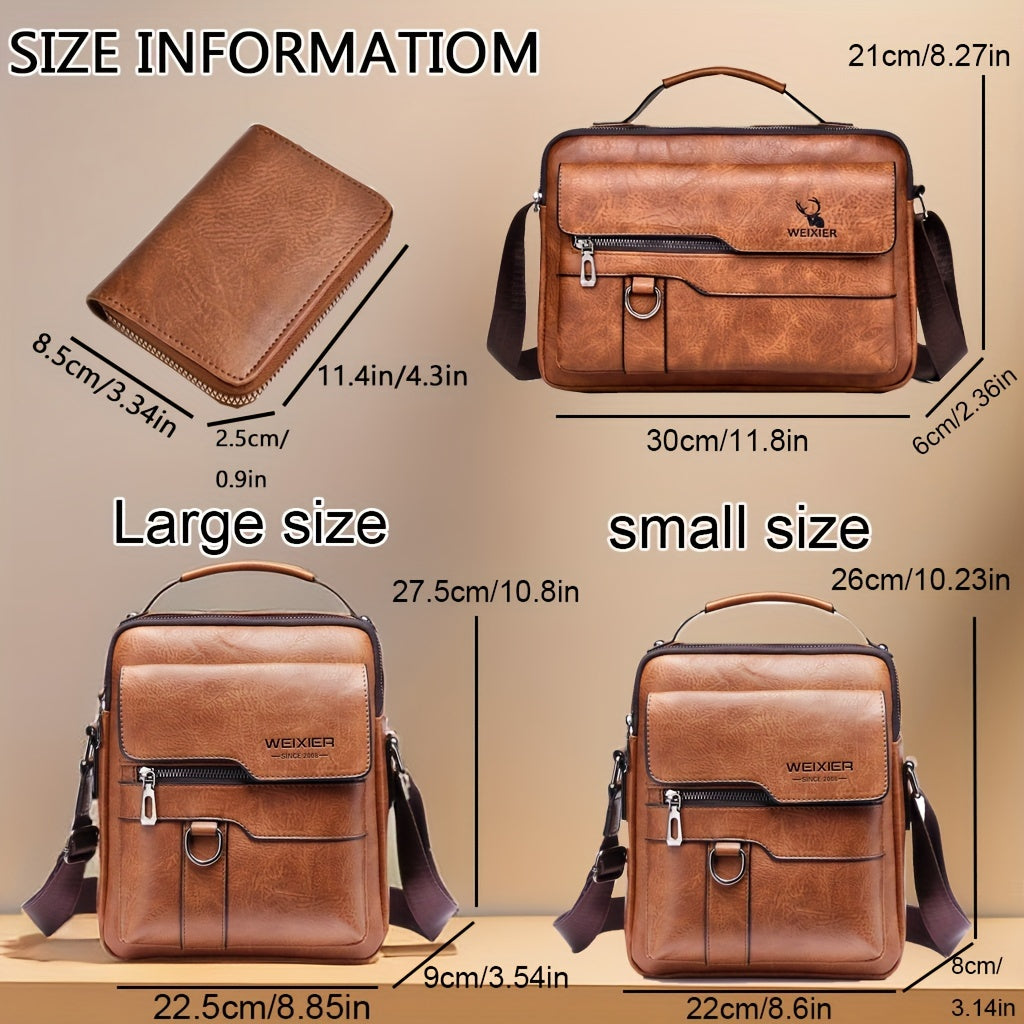 WEIXIER Crossbody Bag, Men's Shoulder Bag Vintage Hand Business Men's Casual Bag Satchel Bag For Men Gift For Father/Anniversary