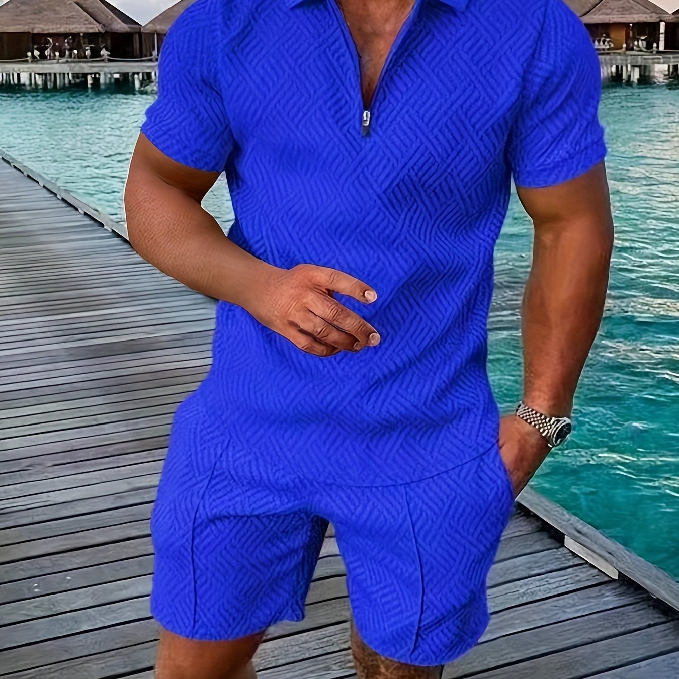 2Pcs Outfits For Men, Casual Short Sleeve Lapel Shirt And Drawstring Shorts Set For Summer, Men's Clothing For Vacation Workout