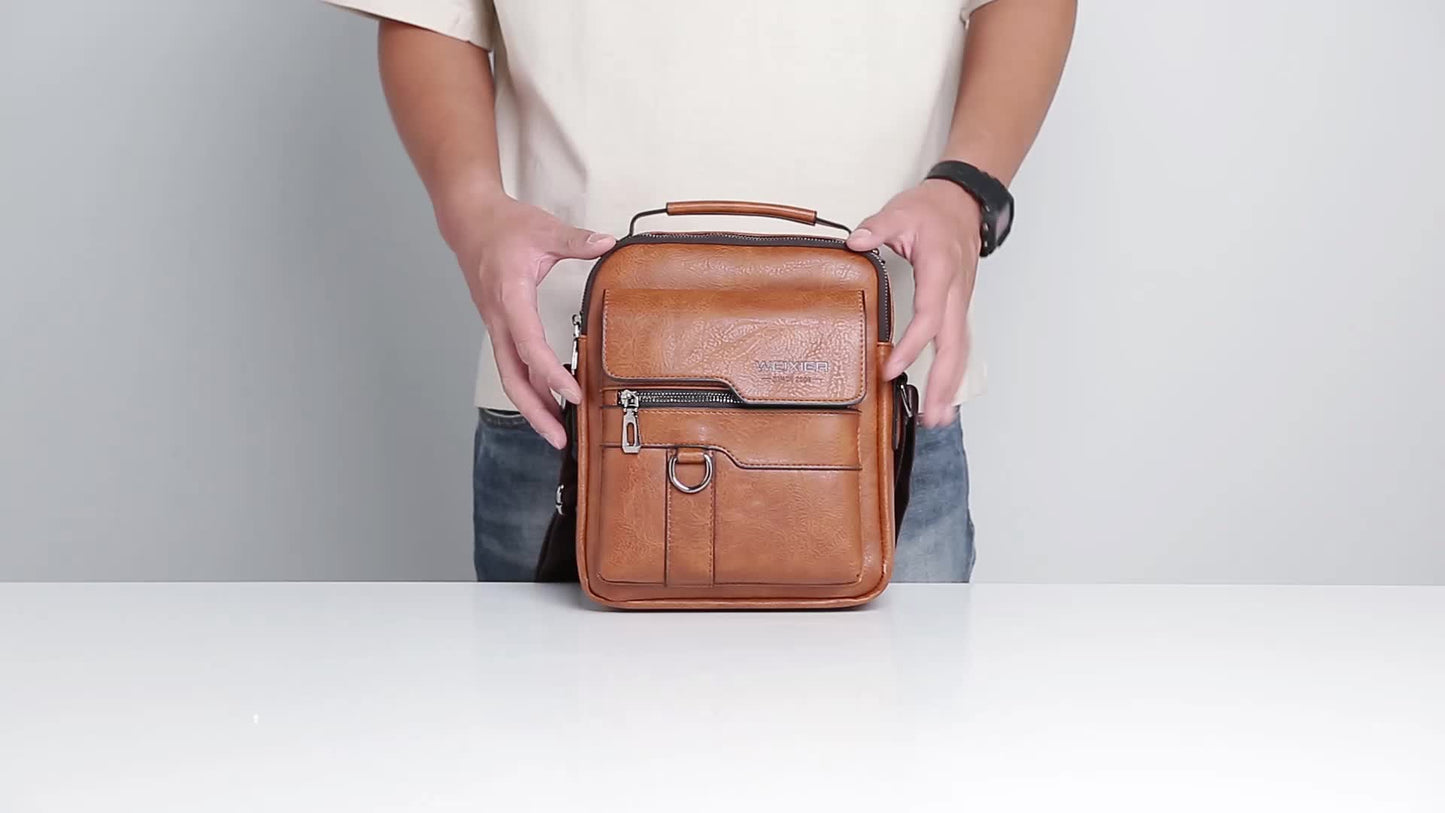 WEIXIER Crossbody Bag, Men's Shoulder Bag Vintage Hand Business Men's Casual Bag Satchel Bag For Men Gift For Father/Anniversary