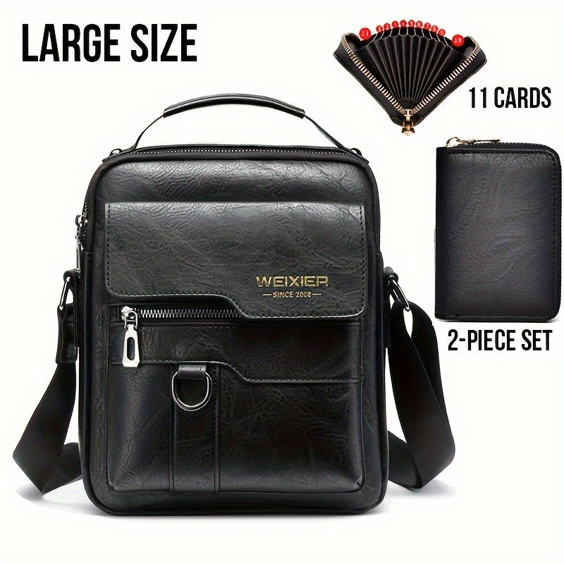WEIXIER Crossbody Bag, Men's Shoulder Bag Vintage Hand Business Men's Casual Bag Satchel Bag For Men Gift For Father/Anniversary