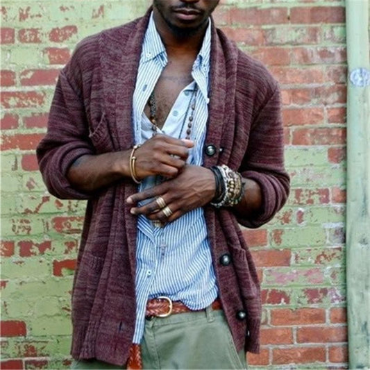 Menswear New Fashion Slim Knitted Sweater Coat