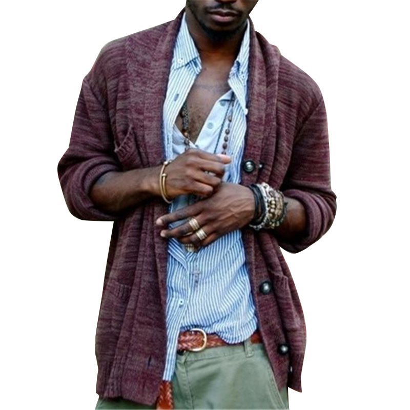 Menswear New Fashion Slim Knitted Sweater Coat