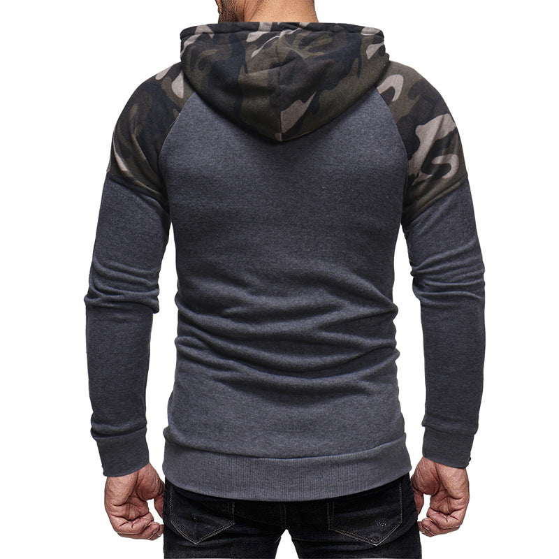 Men's Casual Slim Zipper Camouflage Hooded Sweater