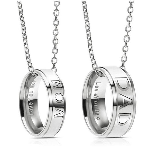 1pc Love You Dad Mom Stainless Steel Necklace For Men Women Dad Birthday Gifts Jewelry Father's Day Gift (Dad Necklace)