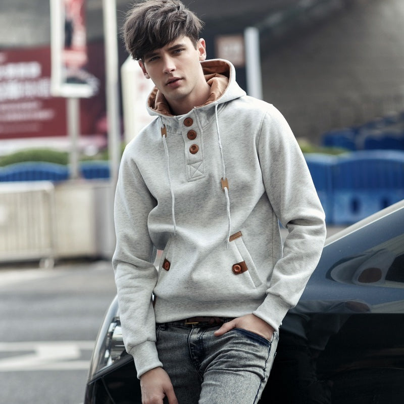 Solid color hoodie hooded sweater coat