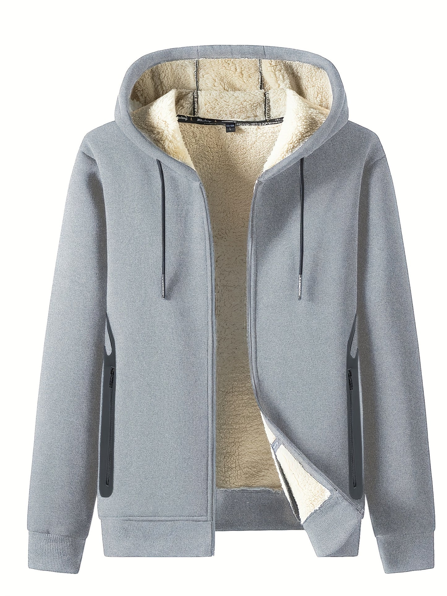 Cozy Fleece Thermal Hooded Jacket for Men - Soft, Warm, and Water-Resistant with Zipper Closure and Adjustable Drawstrings for Winter Outdoor Activities - Perfect for Casual Daily Wear, Hiking, Camping, and Skiing