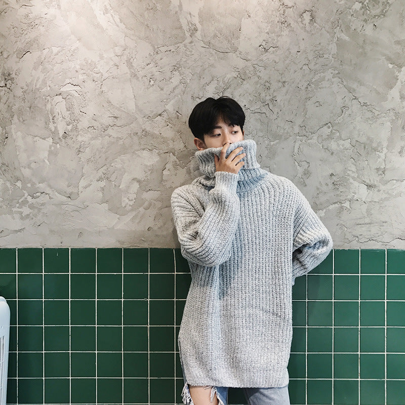 High neck loose knit sweater