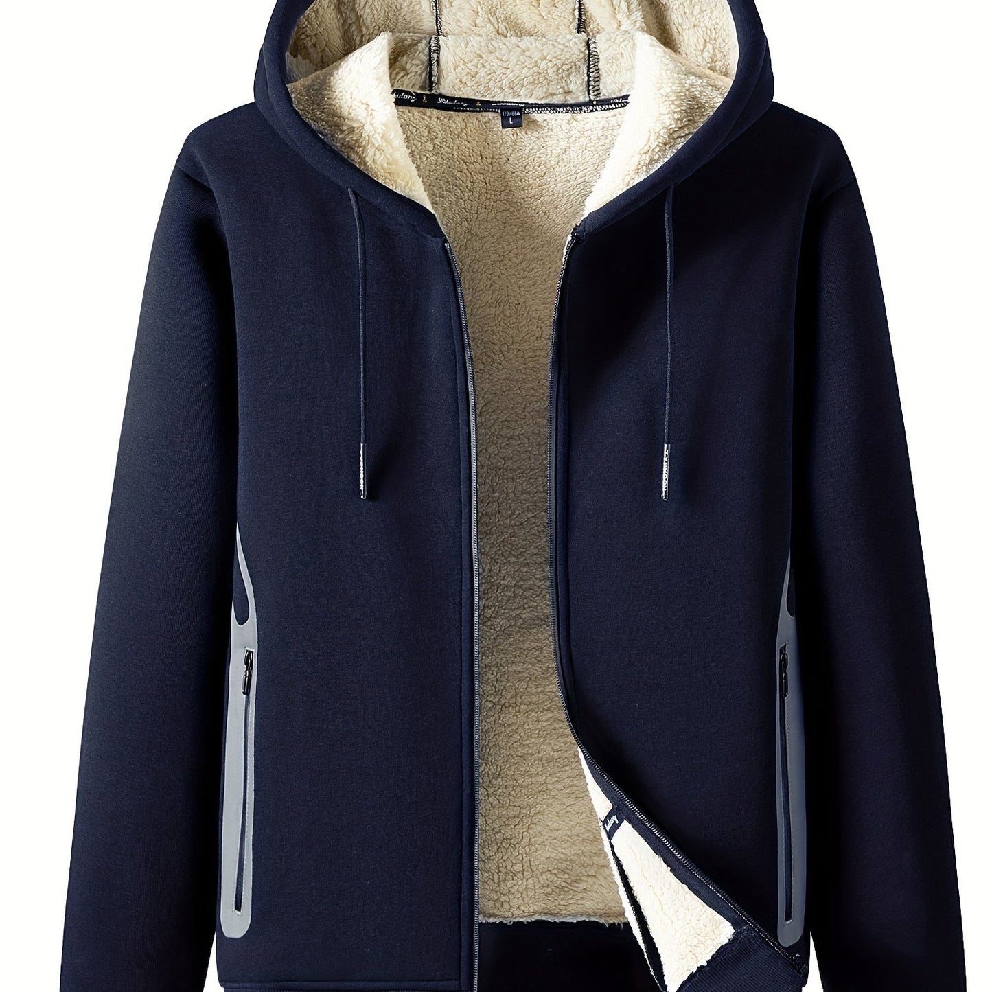 Cozy Fleece Thermal Hooded Jacket for Men - Soft, Warm, and Water-Resistant with Zipper Closure and Adjustable Drawstrings for Winter Outdoor Activities - Perfect for Casual Daily Wear, Hiking, Camping, and Skiing