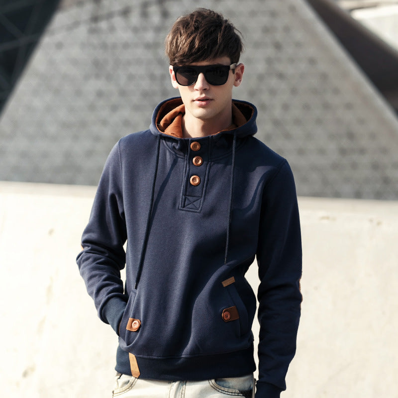 Solid color hoodie hooded sweater coat