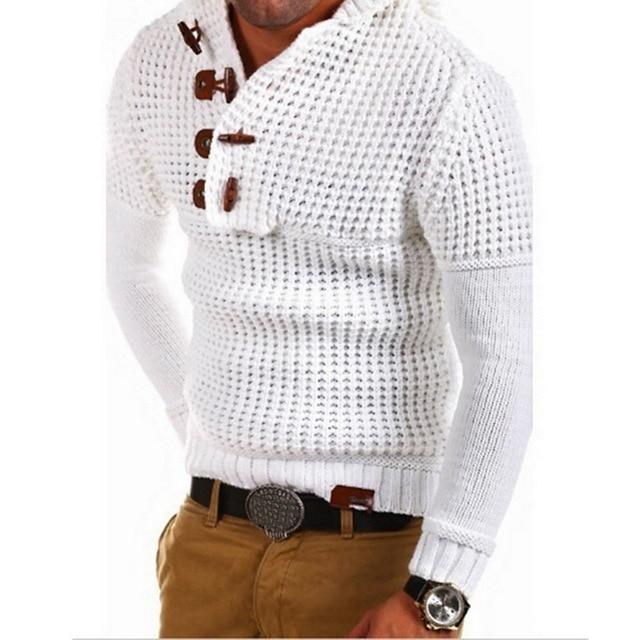 Men's double-breasted long-sleeved sweater hooded jacket