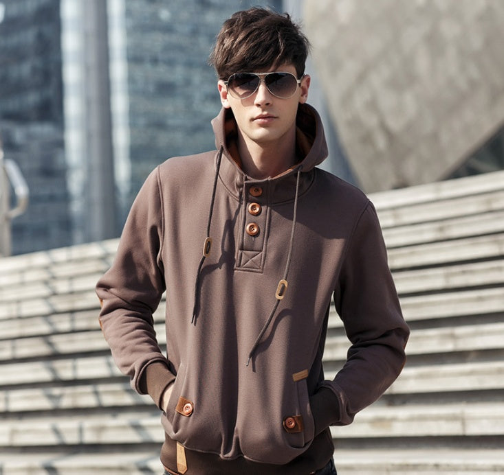 Solid color hoodie hooded sweater coat