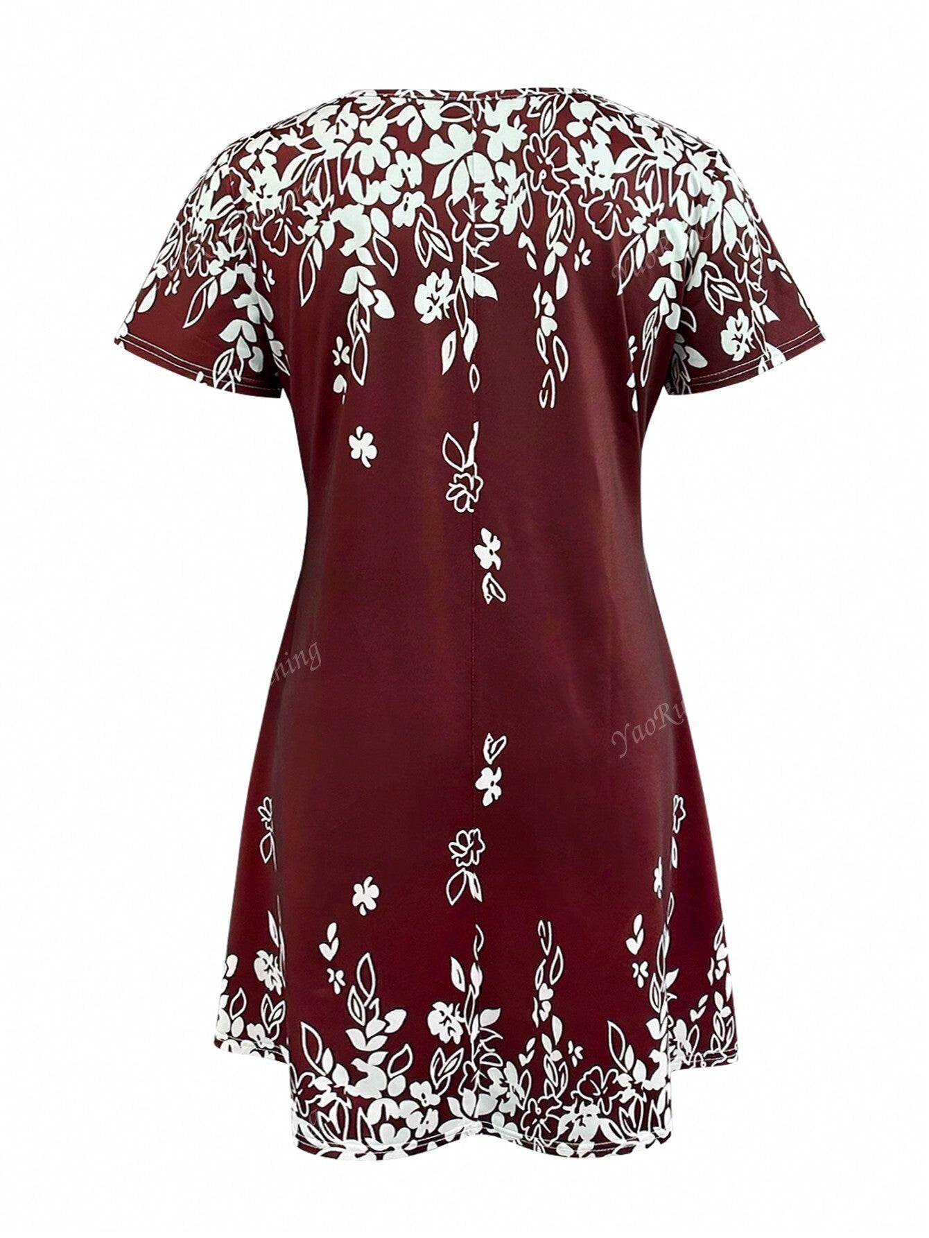 Women's Casual Round Neck Short Sleeve Vintage Versatile Mini Dress For Summer Vacation