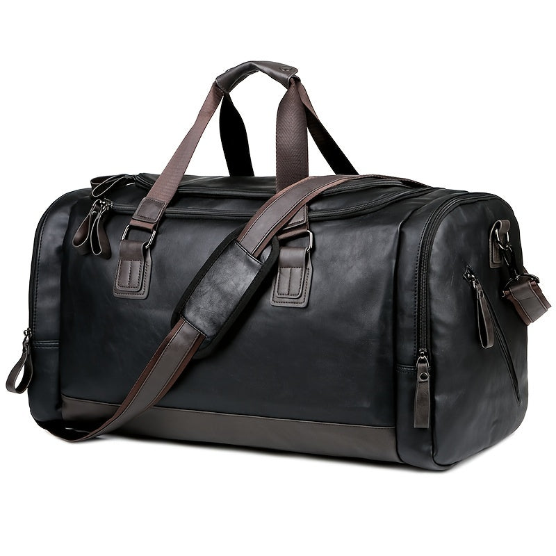 Large Weekend Bag Men Quality PU Leather Travel Carry On Luggage Bag Duffel Handbag Casual Traveling Tote