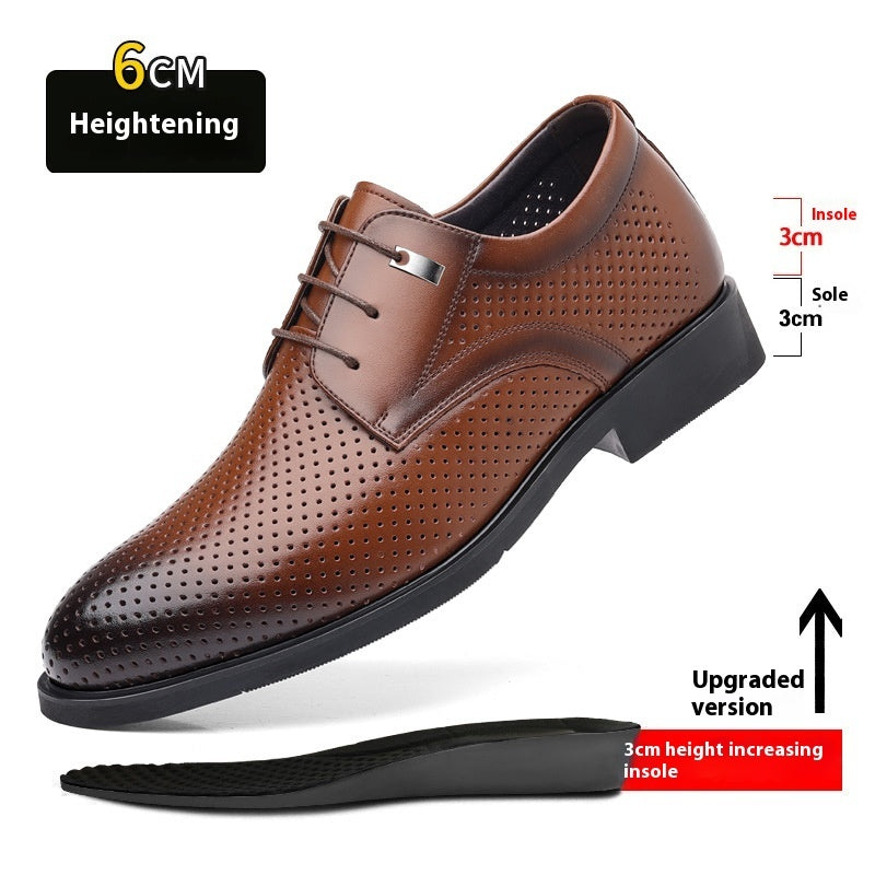 Men's Height Increasing Insole Formal Business Hollow Leather Shoes
