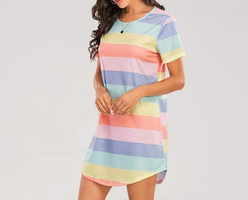 Spring And Summer Round Neck Printed Dress