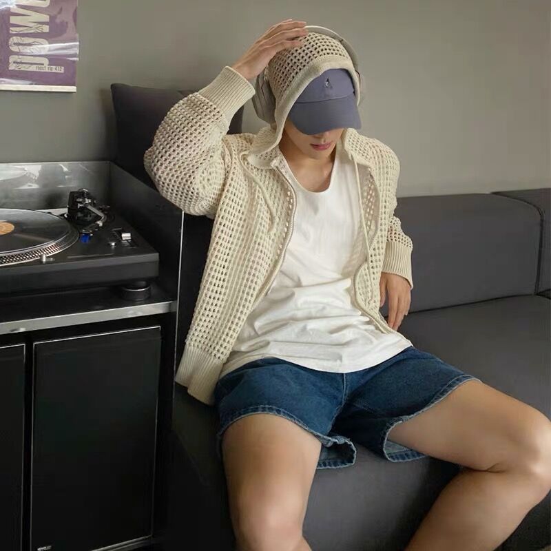 Boys Hooded Breathable Casual Zipper Cardigan Sweater Coat