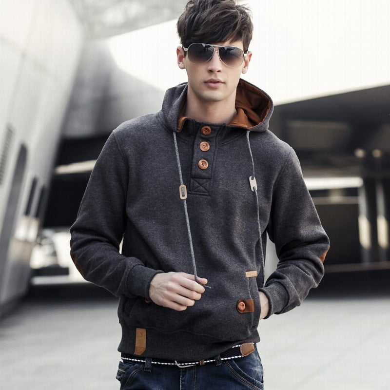 Solid color hoodie hooded sweater coat