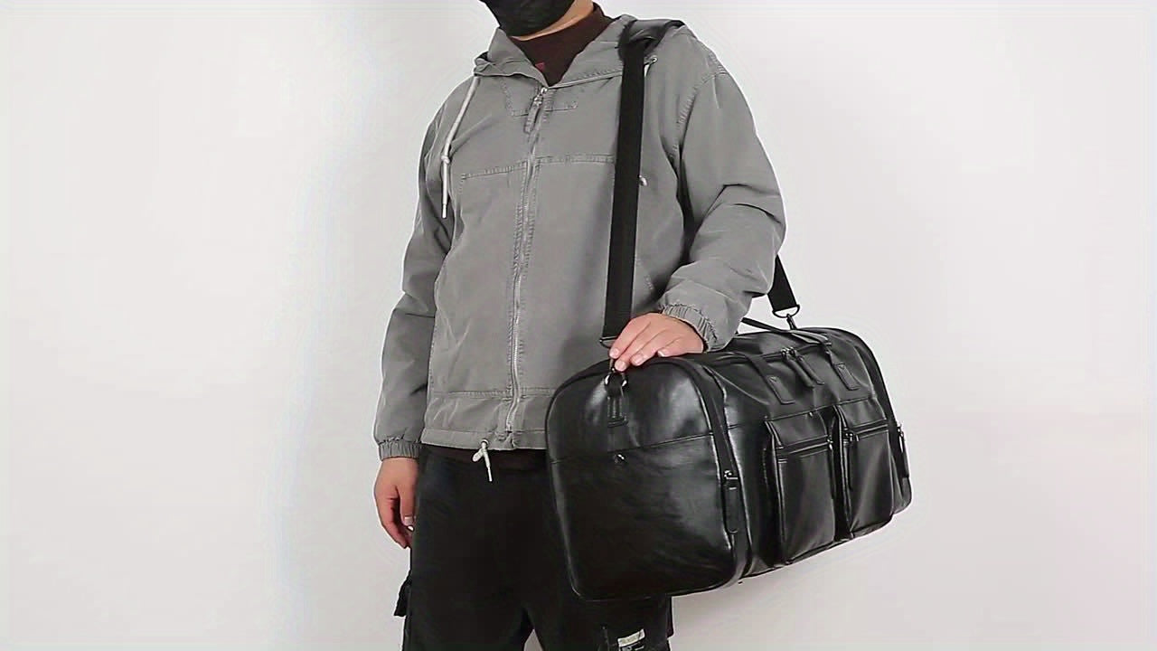 Large Weekend Bag Men Quality PU Leather Travel Carry On Luggage Bag Duffel Handbag Casual Traveling Tote
