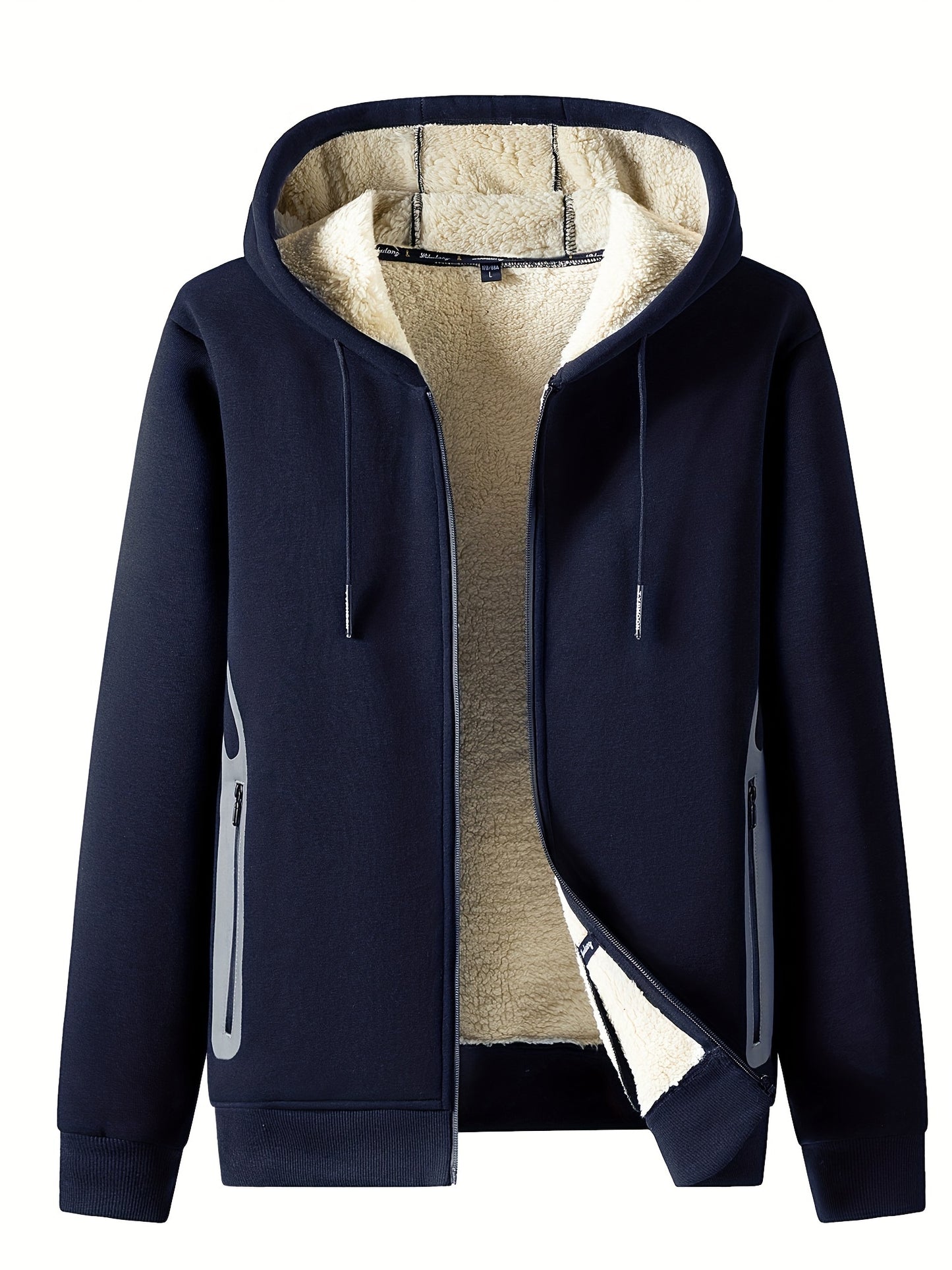 Cozy Fleece Thermal Hooded Jacket for Men - Soft, Warm, and Water-Resistant with Zipper Closure and Adjustable Drawstrings for Winter Outdoor Activities - Perfect for Casual Daily Wear, Hiking, Camping, and Skiing