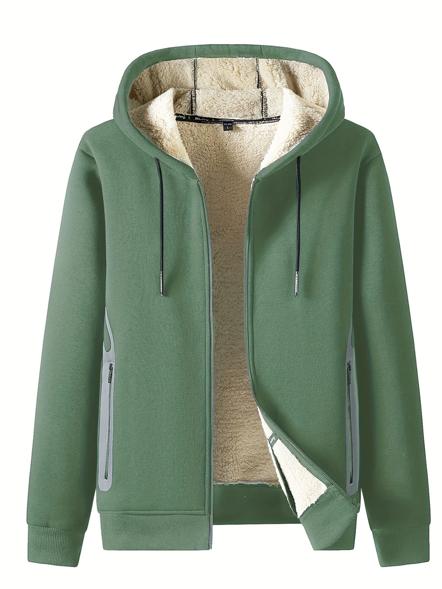 Cozy Fleece Thermal Hooded Jacket for Men - Soft, Warm, and Water-Resistant with Zipper Closure and Adjustable Drawstrings for Winter Outdoor Activities - Perfect for Casual Daily Wear, Hiking, Camping, and Skiing