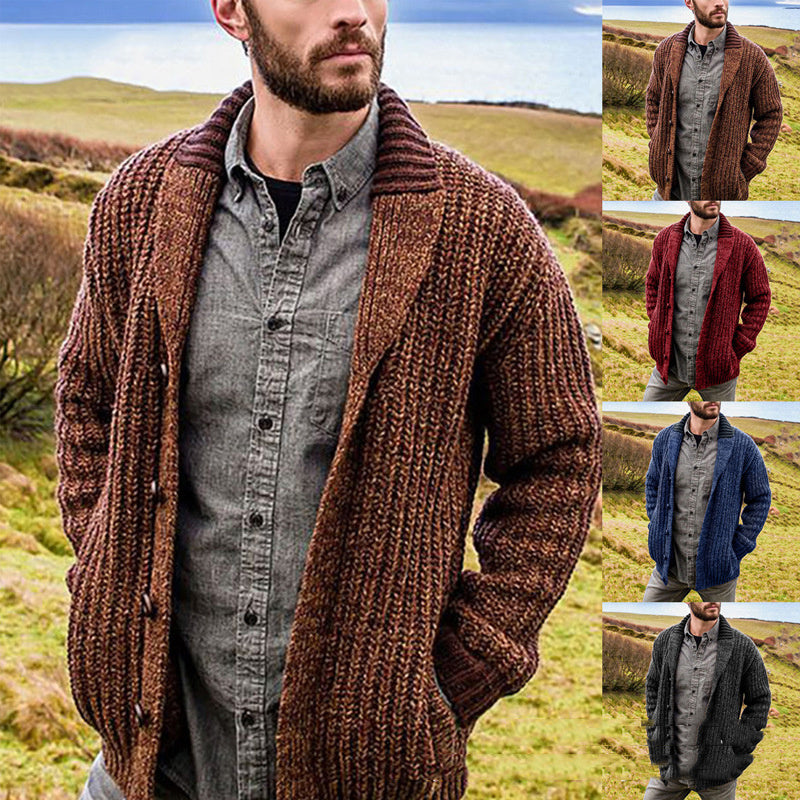 Solid color long-sleeved sweater men's jacket